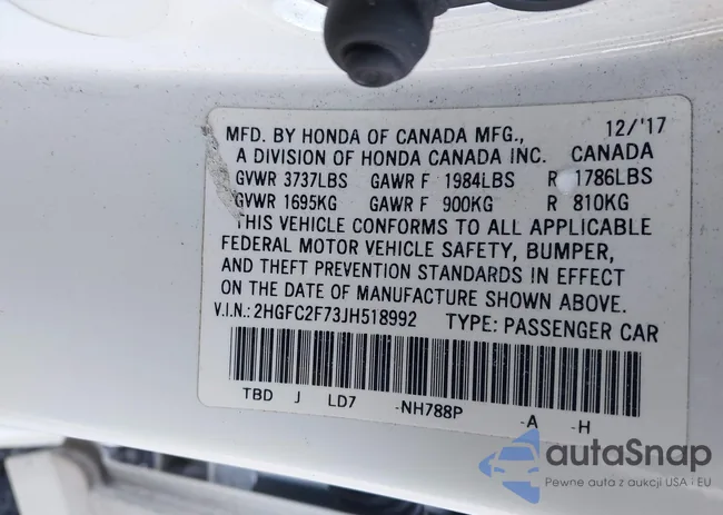 2HGFC2F73JH518992: 40986286