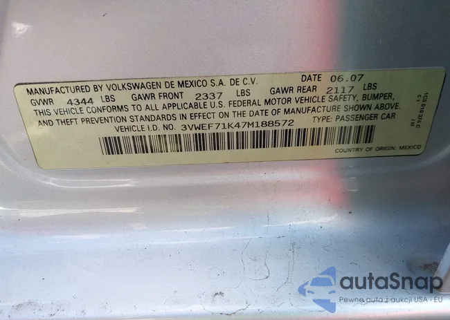 3VWEF71K47M188572: 40990460