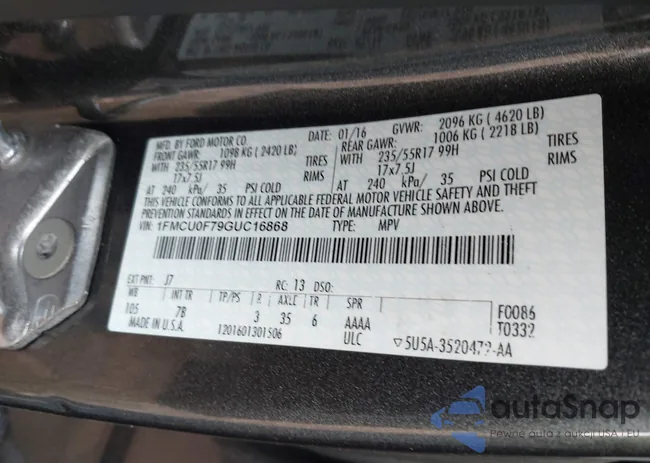 1FMCU0F79GUC16868: 40991565