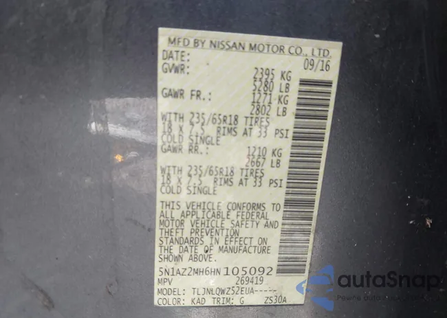 5N1AZ2MH6HN105092: 40992808