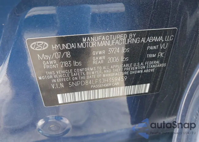 5NPD84LF3JH359459: 40993926