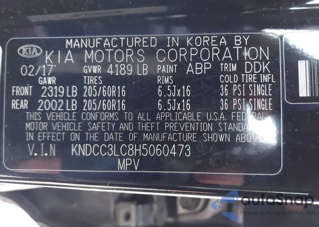 KNDCC3LC8H5060473: 40993343