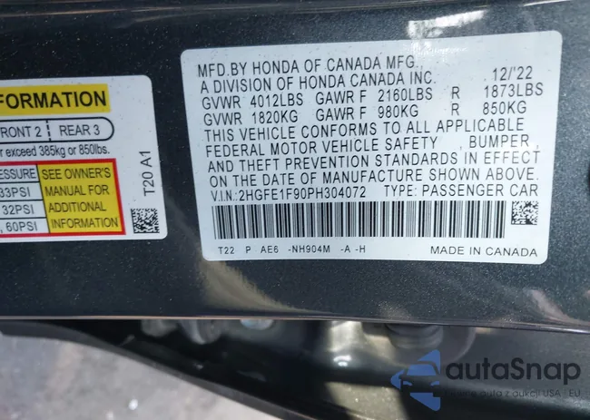 2HGFE1F90PH304072: 40994910