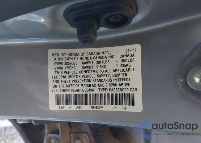 2HGFC1E54HH700494: 40997666