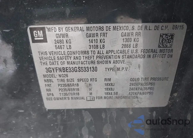 3GYFNBE33GS533130: 40997738