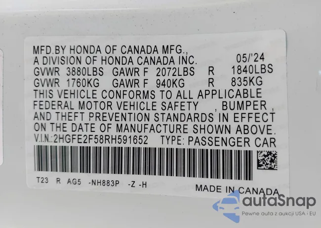 2HGFE2F58RH591652: 40999231