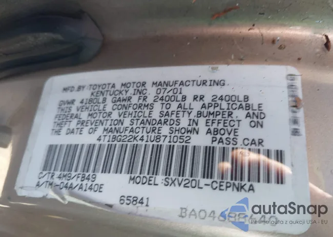 4T1BG22K41U871052: 41001607