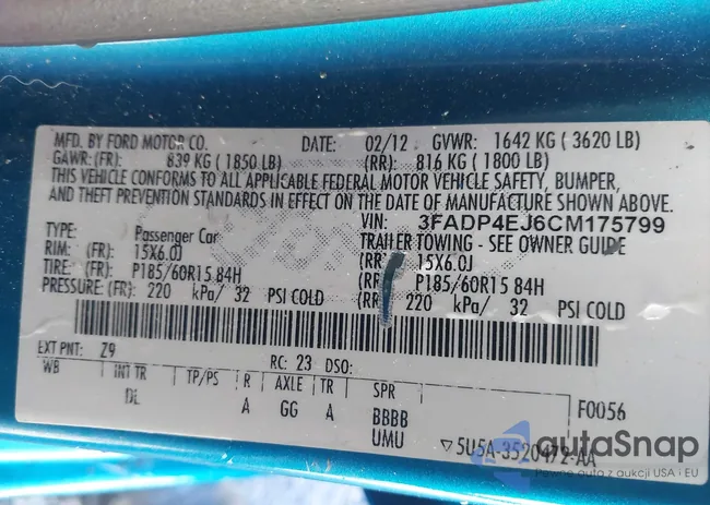 3FADP4EJ6CM175799: 41003722