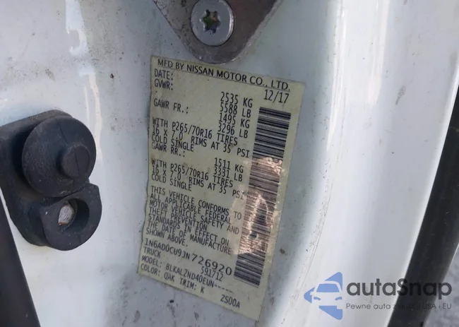 1N6AD0CU9JN726920: 41004631