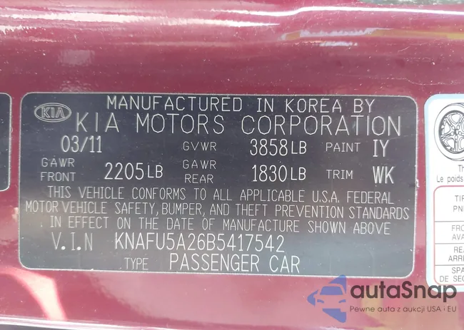 KNAFU5A26B5417542: 41004714