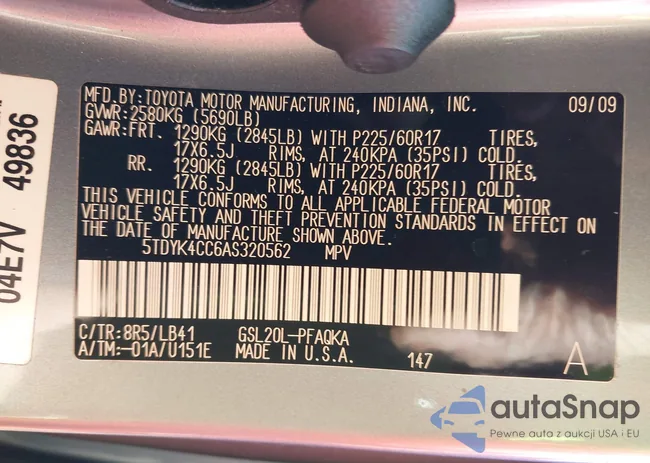 5TDYK4CC6AS320562: 41005929