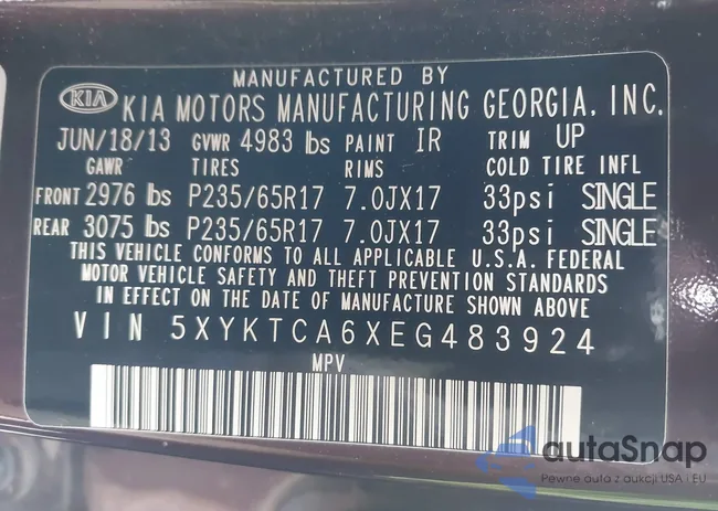 5XYKTCA6XEG483924: 41006074