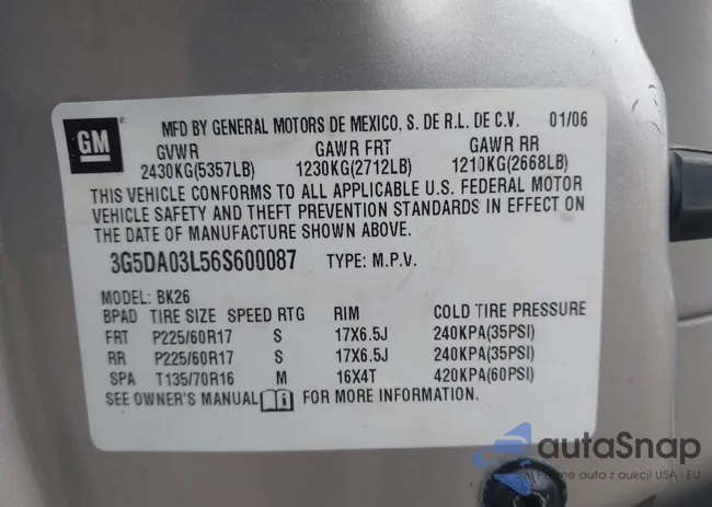 3G5DA03L56S600087: 41006849