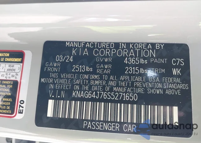 KNAG64J76S5271650: 41009909