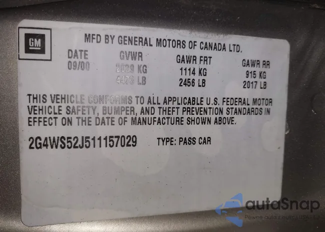 2G4WS52J511157029: 41009348