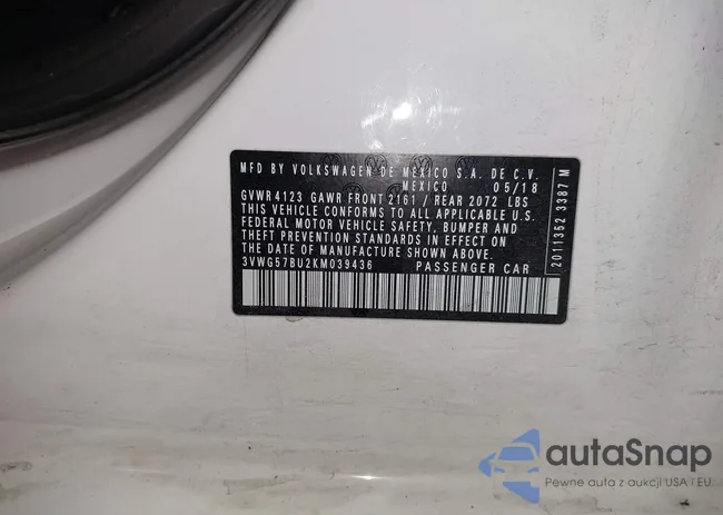 3VWG57BU2KM039436: 41009405