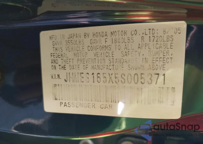 JHMES165X5S005371: 41011802