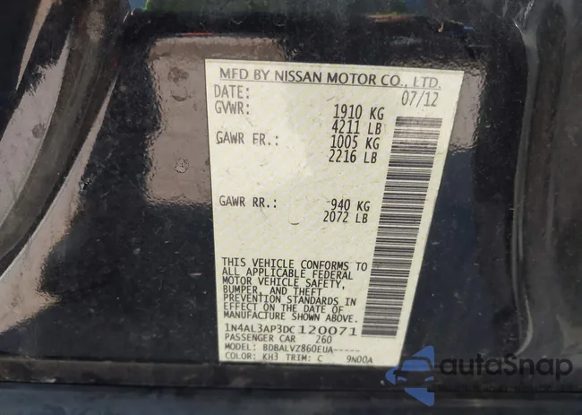 1N4AL3AP3DC120071: 41014692