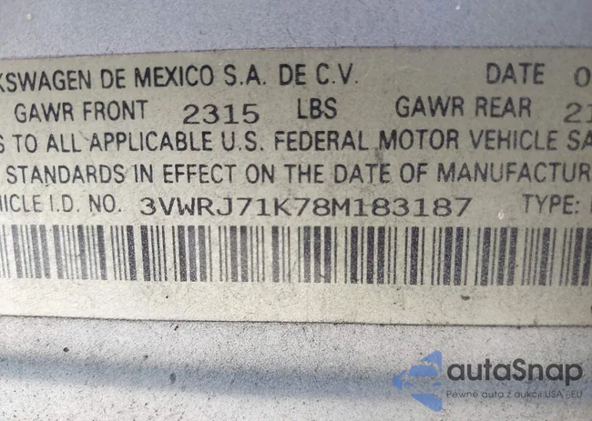 3VWRJ71K78M183187: 41016341