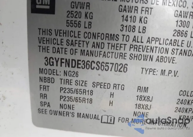 3GYFNDE36CS657026: 41018845