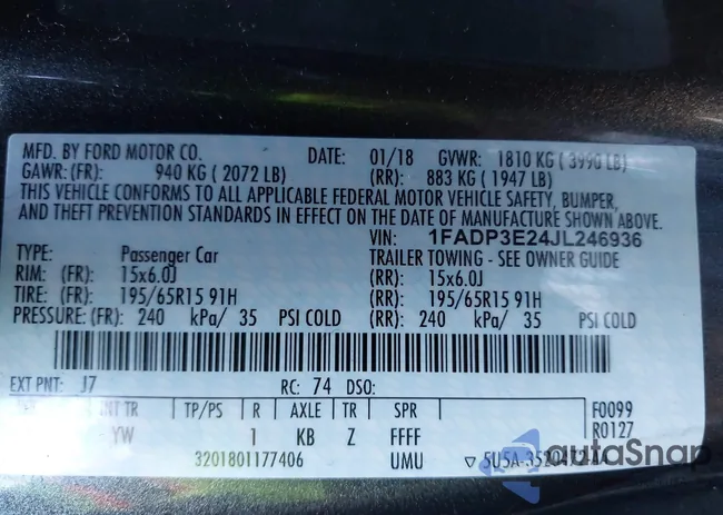 1FADP3E24JL246936: 41019461