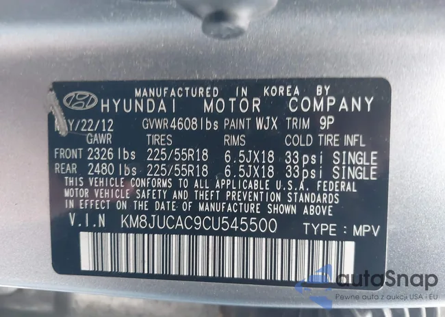 KM8JUCAC9CU545500: 41020273