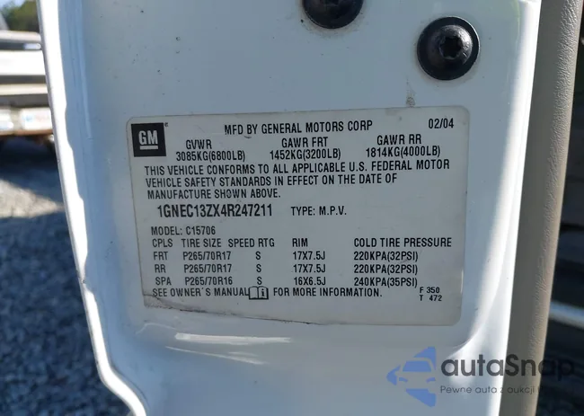 1GNEC13ZX4R247211: 41026780