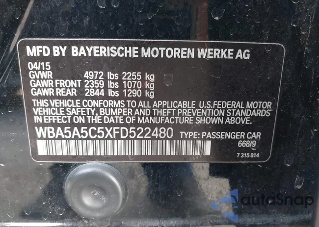 WBA5A5C5XFD522480: 41029925