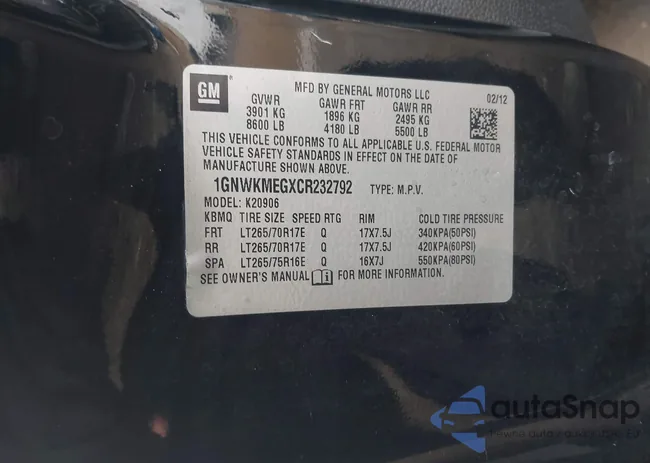 1GNWKMEGXCR232792: 41030675