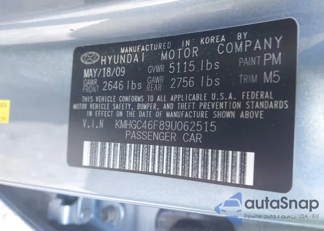 KMHGC46F89U062515: 41030425