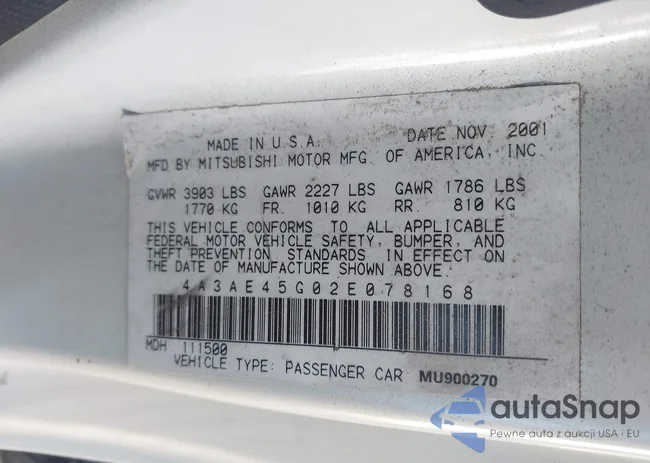 4A3AE45G02E078168: 41031535