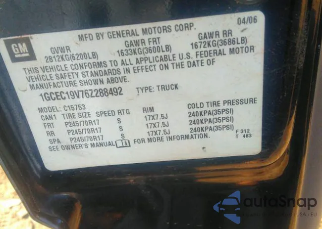 1GCEC19V76Z288492: 41031606