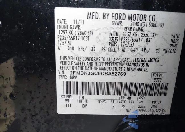 2FMDK3GC9CBA52769: 41036154