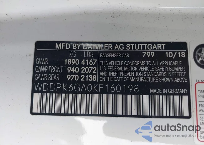 WDDPK6GA0KF160198: 41039947