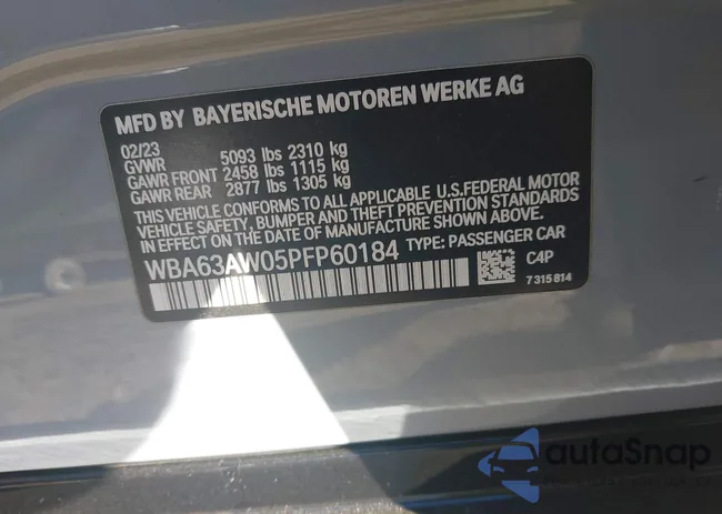 WBA63AW05PFP60184: 41045811