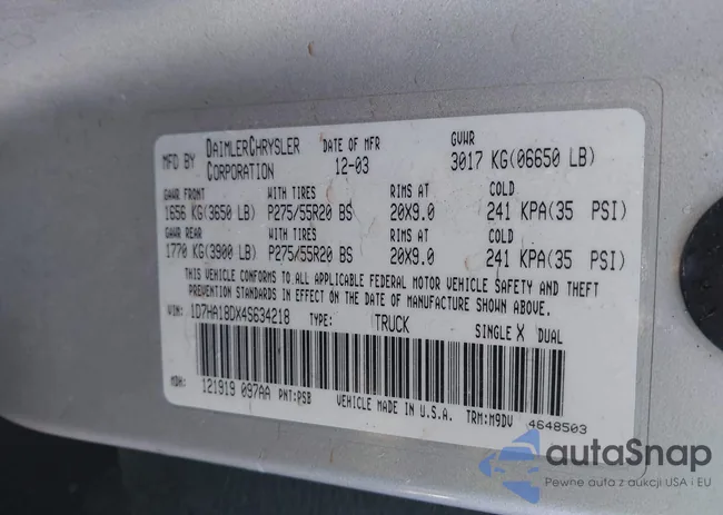 1D7HA18DX4S634218: 41048179