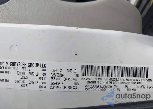 2C4JRGAG0DR694358: 41051978