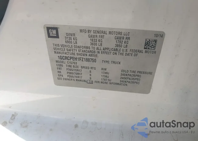 1GCRCPEH1FZ188750: 41054731