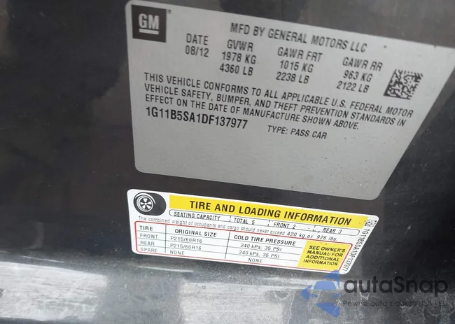 1G11B5SA1DF137977: 41061443