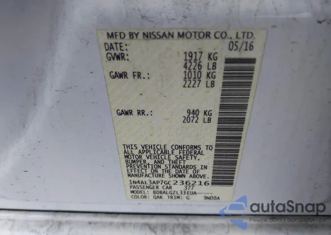 1N4AL3AP7GC236216: 41061809