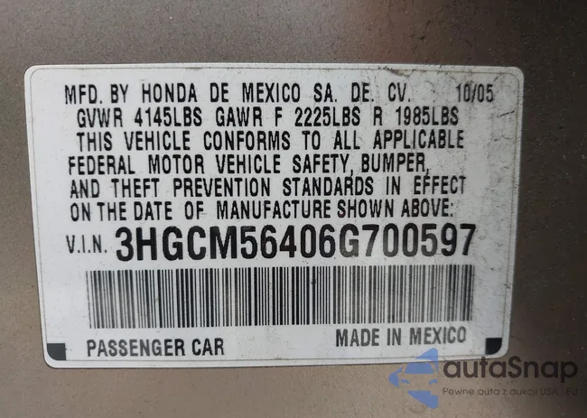 3HGCM56406G700597: 41063423