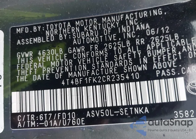 4T4BF1FK2CR235410: 41066827