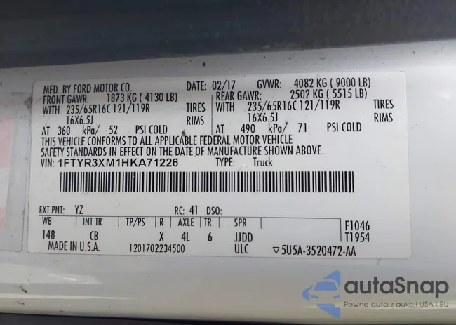 1FTYR3XM1HKA71226: 41067318