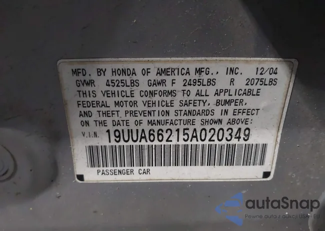 19UUA66215A020349: 41068537