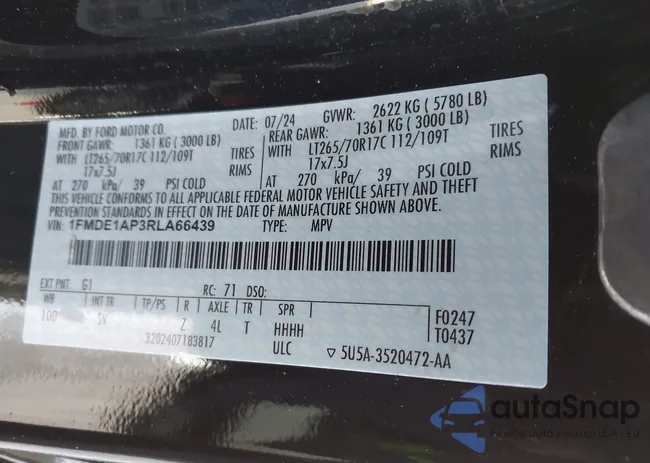 1FMDE1AP3RLA66439: 41071999