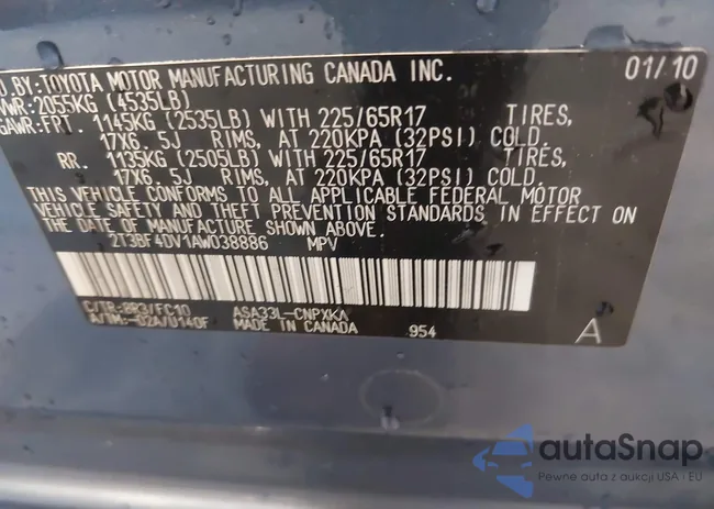 2T3BF4DV1AW038886: 41072634