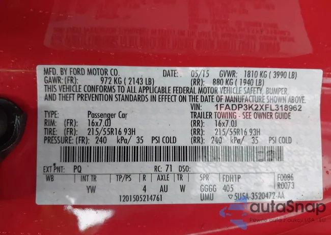 1FADP3K2XFL318962: 41073354