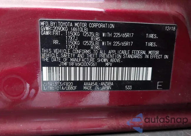 JTMF1RFV6KD009361: 41074371