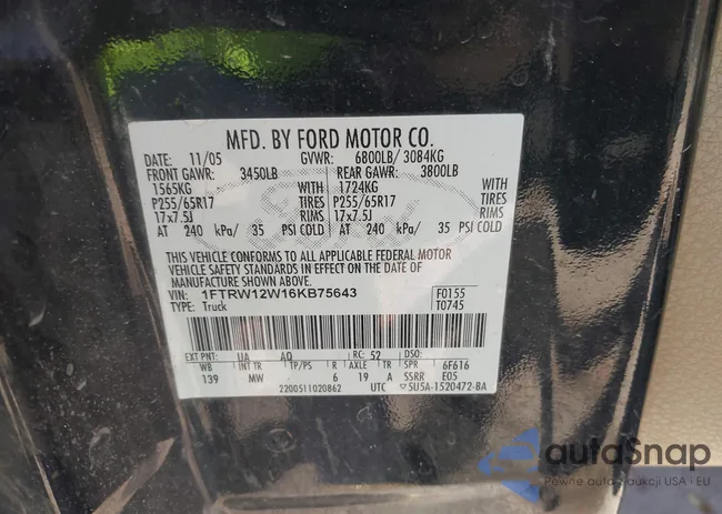 1FTRW12W16KB75643: 41076418