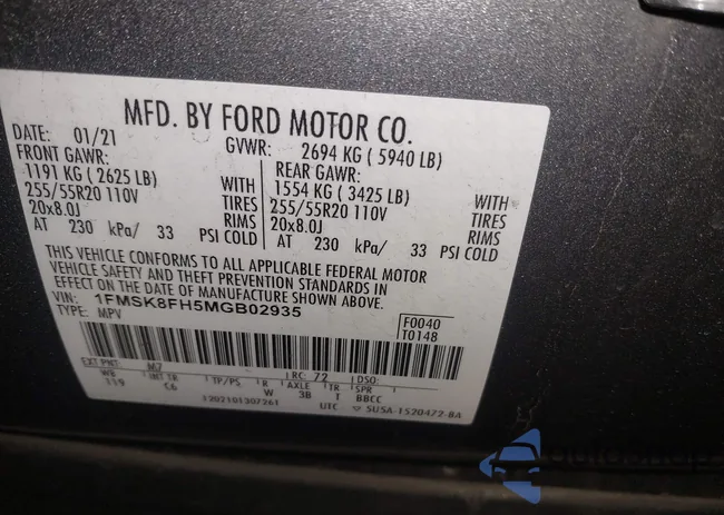 1FMSK8FH5MGB02935: 41076033